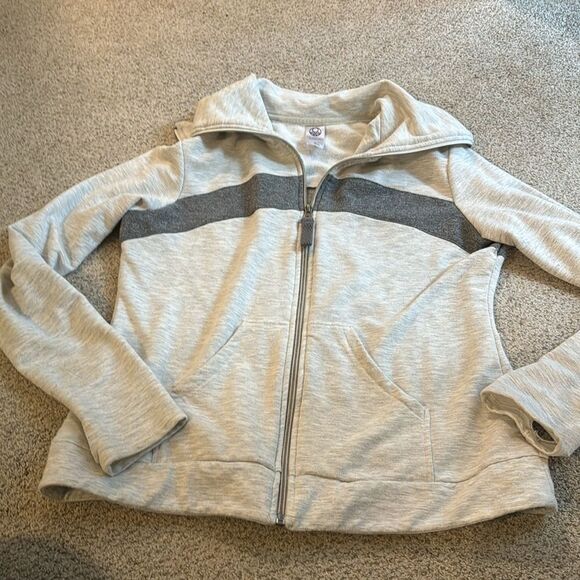 Te Verde Zip Up Jacket Size Medium Cream / Grey - Picture 4 of 6